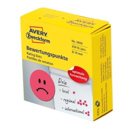 Kółka do zaznaczania w dyspenserze śr. 19 mm, czerwone etykiety papierowe, etykiety okrągłe z trwałym klejem, naklejki Smutna bu