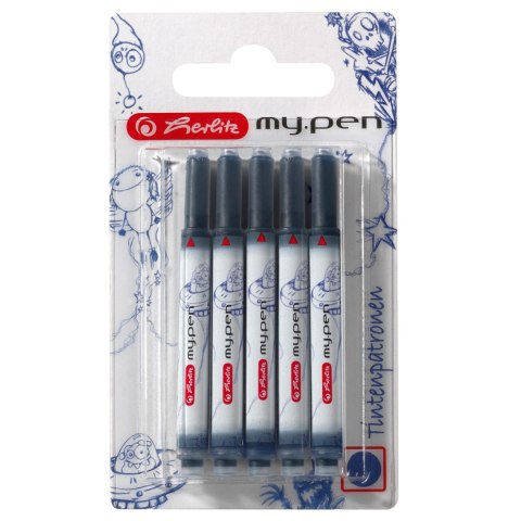 Naboje do piór wiecznych My.Pen, niebieskie, 5 sztuk 300002944 HERLITZ