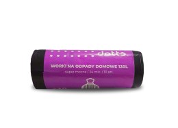 Worki na śmieci 120l 10szt. DOTTS super mocne (LDPE) 24mic czarne