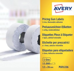 Etykiety cenowe w rolce do metkownicy jednorzędowej, usuwalne, 1500 etyk./rolka, 10 rolek/op., 12 x 26 mm, białe, Avery PLR1226