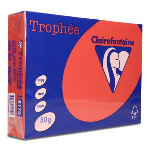 Papier xero A4 80g TROPHEE intesywna czerwień koralowa XCA48175