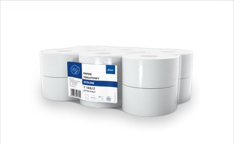 Papier toaletowy ECOLINE 100/2 100m 2warstwy biały (op 12szt) makulatura ELLIS 6262
