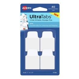 Zakładki indeksujące Ultra Tabs 25,4 x 38 mm, białe zakładki indeksujące 40 szt., Avery 74788