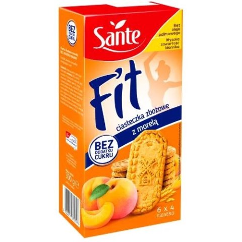 Ciasteczka owsiano-zbożowe z morelą Fit bez cukru (6x4szt.) 300g SANTE