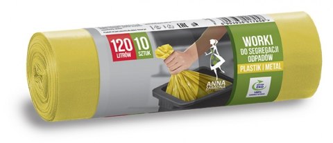 ANNA ZARADNA Worki 120l do segregacji plastiku żółte LDPE (10 szt.) 17058