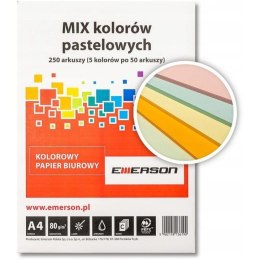 Papier xero A4 80g mix pastelowy xem1000250pwn EMERSON 5x50 arkuszy