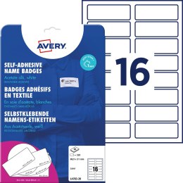 Samoprzylepne identyfikatory do zadruku, A4, 20 ark./op., 88,9 x 31 mm, białe, sztuczny jedwab, Avery L4783-20