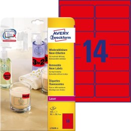 Etykiety papierowe 99,1x38,1 mm, czerwone neonowe kolory, etykiety z usuwalnym klejem, etykiety do oznaczenia 25 ark., etykiety 
