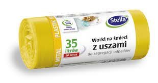 STELLA Worki 35l do segregacji plastiku, żółte z uszami LDPE (20 szt.) 032204