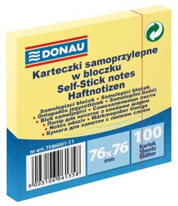 Bloczek samoprzylepny DONAU 76x76 żółty 7586001