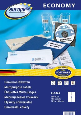 Etykiety uniwersalne Economy Europe100 by Avery Zweckform, A4, 100 ark./op., 105 x 148 mm, białe ELA024