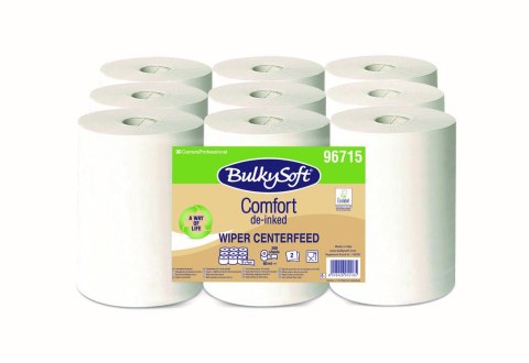 Ręcznik w roli mini centralnego dozowania (9rolek) biały, celuloza z recyklingu, 2w, 60m, Comfort De-inked, 96715 BULKYSOFT