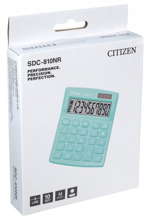 Kalkulator biurowy CITIZEN SDC-810NRGRE, 10-cyfrowy, 127x105mm, zielony CITIZEN