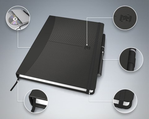 Notatnik_OXFORD SIGNATURE A5 96k 90g czarny, kropki, 100735232