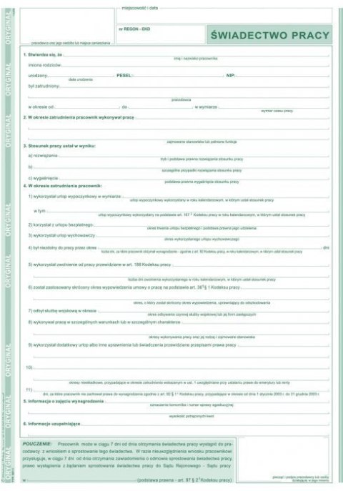 501-1 Świadectwo Pracy MICHALCZYK&PROKOP A4 40 kartek Michalczyk i Prokop