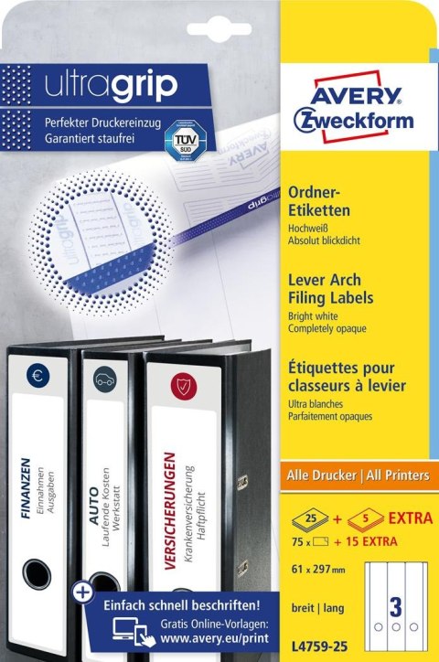 Etykiety na segregatory L4759-25 61 x 297 30ark Avery Zweckform