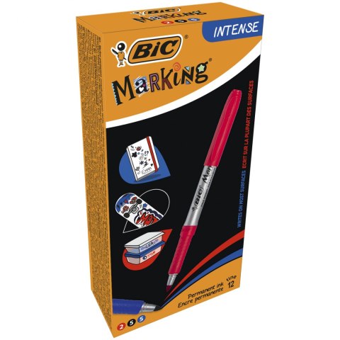 Marker permanentny BIC Intense NCC Niebieski&Czarny&Czerwony(12) 950467