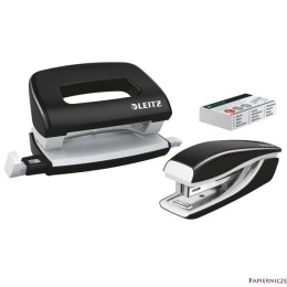 Zszywacz + dziurkacz metalowy Leitz Mini WOW, czarny, 10 lat gwarancji, 10 kartek 55612095 .