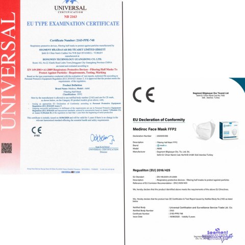 Maseczka ochronna KN95 FFP2 50szt biała GB2626-2006 Noname