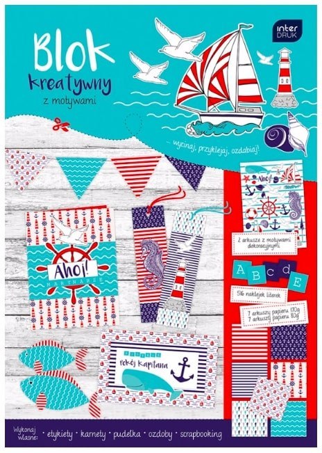Blok kreatywny A4 z naklejkami MARINE INTERDRUK (X)