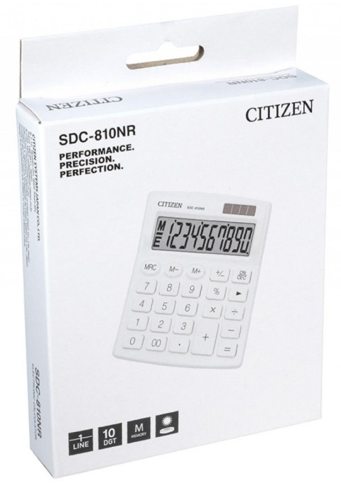 Kalkulator biurowy CITIZEN SDC-810NRWHE, 10-cyfrowy, 127x105mm, biały CITIZEN