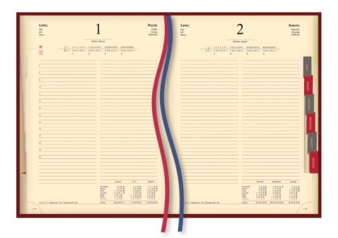 Terminarz Stacjonarny A4 2026 - bordowy Michalczyk i Prokop T-229V-B kalendarz tygodniowy + strona na notatki