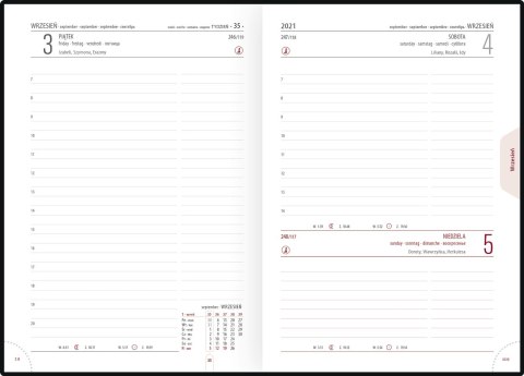 Kalendarz A5 dzienny KS1-16 szary szlif STANDARD 2022 TELEGRAPH