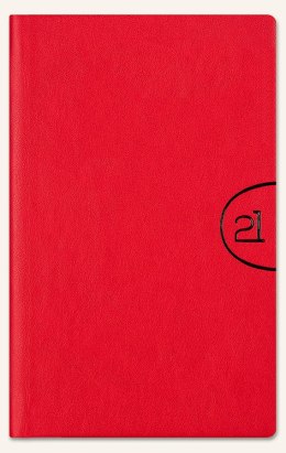 Kalendarz A-6 Notesowy CLASSIC książkowy (C4), 18 - czerwony linea / naklejka laminat 2023 TELEGRAPH