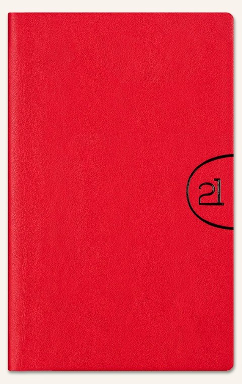 Kalendarz A-6 Notesowy CLASSIC książkowy (C4), 18 - czerwony linea / naklejka laminat 2023 TELEGRAPH