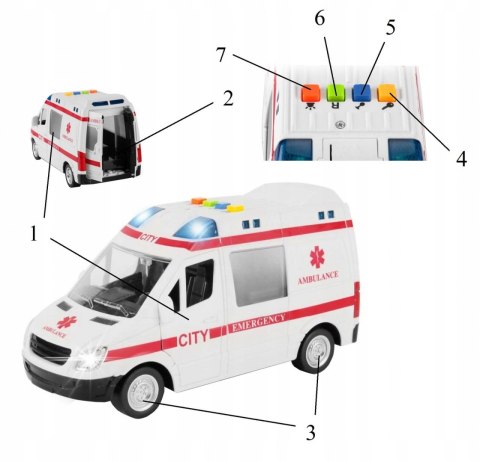 Auto ambulans karetka otwierane drzwi 1:16 WY590A