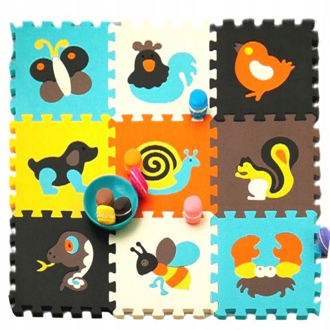 Grube Puzzle piankowe mata eva 9 szt zwierzątka 38