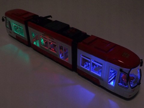 DUŻY TRAMWAJ JEŹDZI DŹWIĘKI ŚWIATŁA BATERIE 1258C