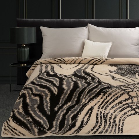 CIEPŁY KOC EUROFIRANY PLED AKRYL 220 X 240 NARZUTA BEŻOWY