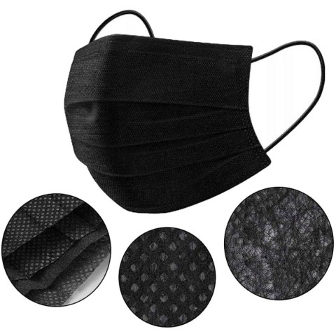 Maseczki medyczne 50szt czarna TYP IIR CE BFE>=98% MEDICAL 8%VAT Covid19