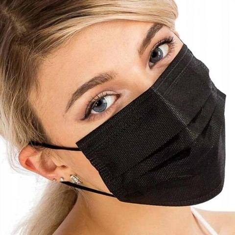 Maseczki medyczne 50szt czarna TYP IIR CE BFE>=98% MEDICAL 8%VAT Covid19