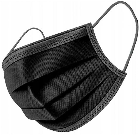 Maseczki medyczne 50szt czarna TYP IIR CE BFE>=98% MEDICAL 8%VAT Covid19