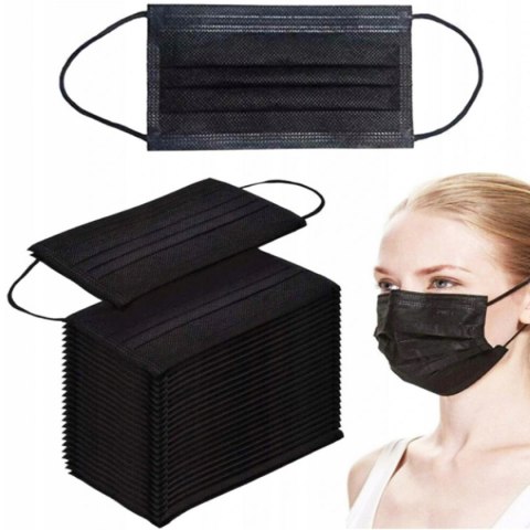 Maseczki medyczne 50szt czarna TYP IIR CE BFE>=98% MEDICAL 8%VAT Covid19