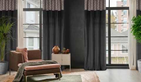 ZASŁONA GOTOWA EUROFIRANY    1SZT. D91 AGNES 140X250 CM CZARNY