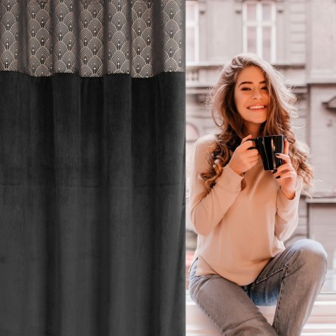 ZASŁONA GOTOWA EUROFIRANY    1SZT. D91 AGNES 140X250 CM CZARNY