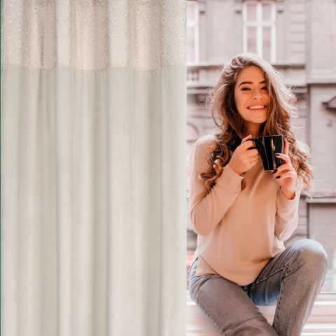 ZASŁONA GOTOWA EUROFIRANY    1SZT. D91 AGNES 140X250 CM KREMOWY