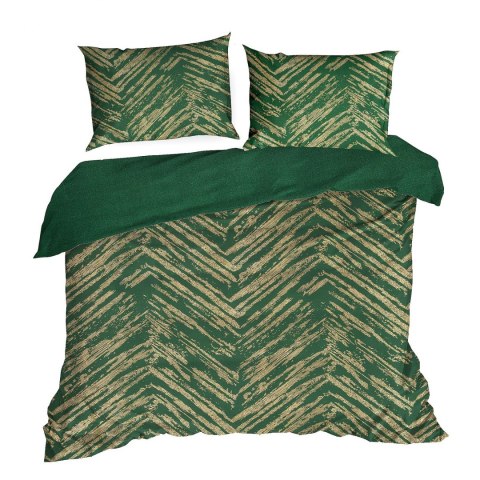 POŚCIEL EUROFIRANY KOMPLET POŚCIELI W PUDEŁKU METALI10 220X200 70X80 220X200 CM, 2 SZT. 70X80 CM CIEMNOZIELONY