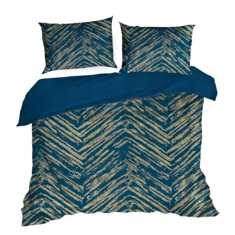 POŚCIEL EUROFIRANY KOMPLET POŚCIELI W PUDEŁKU METALI11 160X200 70X80 160X200 CM, 2 SZT. 70X80 CM GRANATOWY