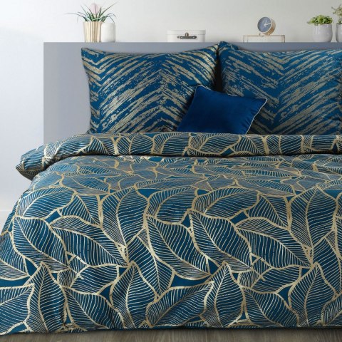 POŚCIEL EUROFIRANY KOMPLET POŚCIELI W PUDEŁKU METALI17 160X200 70X80 160X200 CM, 2 SZT. 70X80 CM GRANATOWY