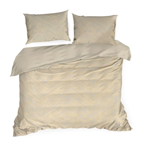 POŚCIEL EUROFIRANY KOMPLET POŚCIELI W PUDEŁKU METALIC8 160X200 70X80 160X200 CM, 2 SZT. 70X80 CM BEŻOWY