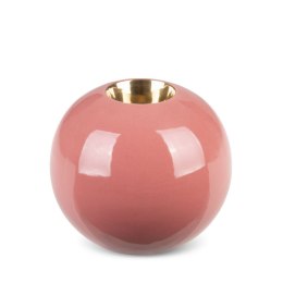 ŚWIECZNIK EUROFIRANY DEKORACYJNY SIBEL 12X12X11 CM CIEMNORÓŻOWY