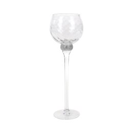 SZKLANY ŚWIECZNIK DEKORACYJNY ELLA (FI) 12X40 CM BIAŁY