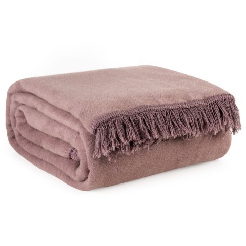 CIEPŁY KOC EUROFIRANY PLED AKRYL 220 X 240 NARZUTA NA ŁÓŻKO EUROFIRANY PUDROWY