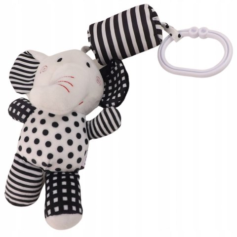 Kontrastowa sensoryczna zawieszka grzechotka dzwoneczek SŁONIK 0805S