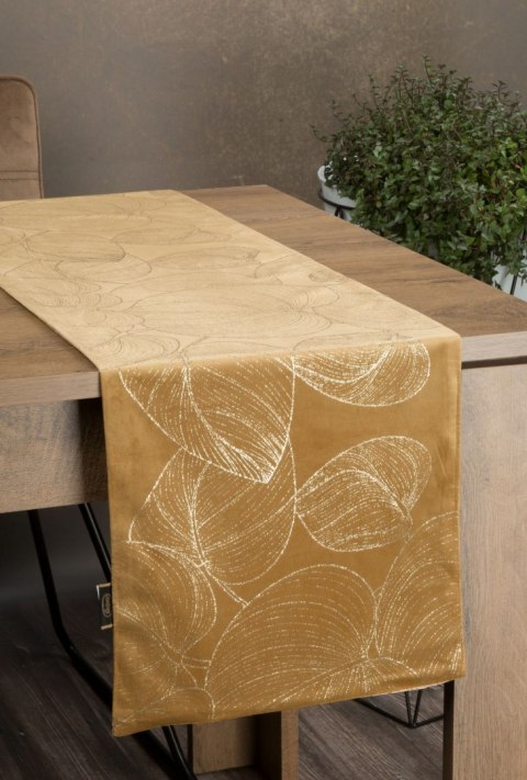 BIEŻNIK EUROFIRANY WELWET OBRUS BLINK 16 35X220 CM MIODOWY