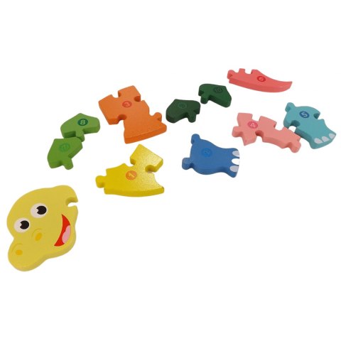 EDUKACYJNE DREWNIANE KLOCKI PUZZLE UKŁADANKA 8765G